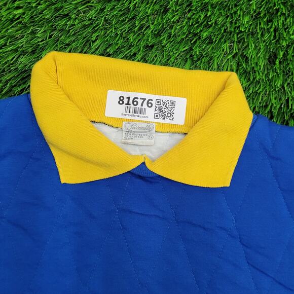 Vintage 80s MOD Quilted Sweatshirt Womens Small 21x21 Collard - Picture 9 of 10